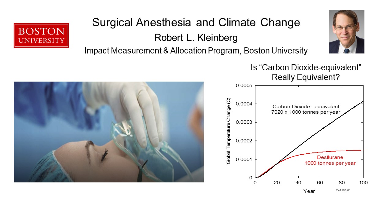 First slide of the talk "Should anesthetics with enormous global warming potentials be banned?"